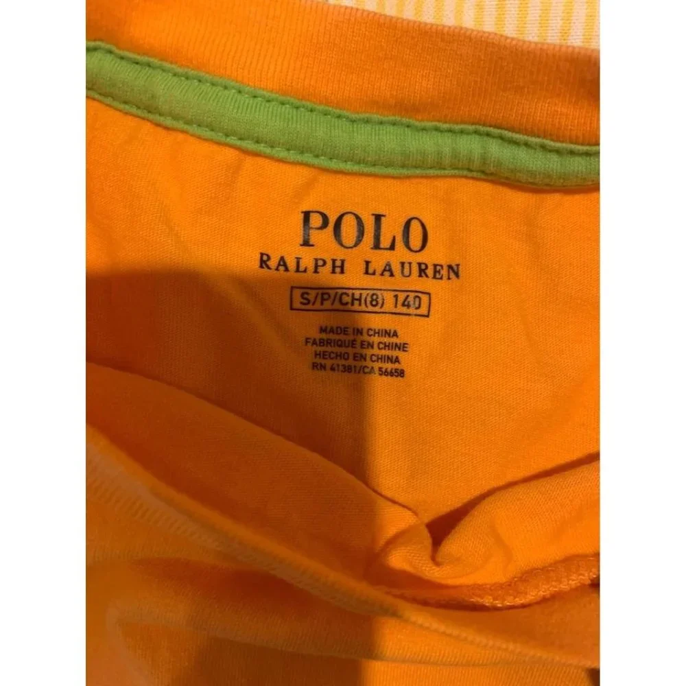 Polo Ralph Lauren orange small kids size 8 tshirt (bin W)